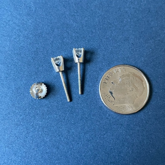 Certified natural diamond stud earrings in 14K white gold, .54 cttw - Picture 2 of 6